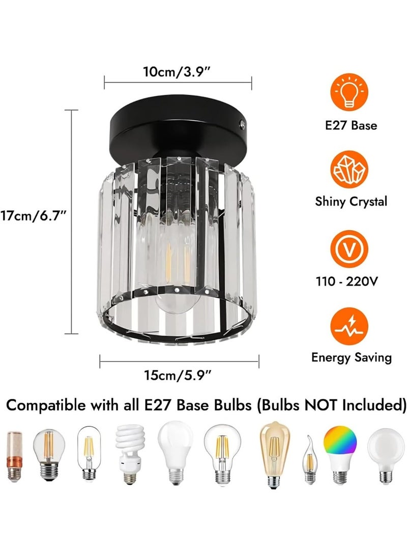 رات سو الشمعداني البلوري الحديث تركيب مصباح السقف المصغر نصف المتدفق E27 تركيبة الإضاءة الداخلية للمطبخ غرفة المعيشة بالمطبخ (1) - Image 2